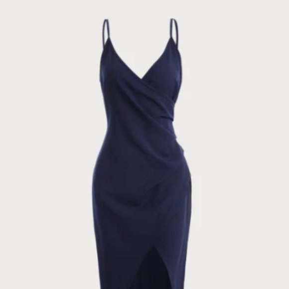 Rihoas The Ruched Slit Bodycon Maxi Dress, Navy, Large - Picture 4 of 4